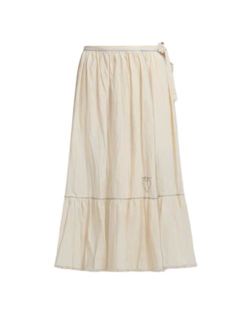 Light beige organic cheesecloth skirt with flounce