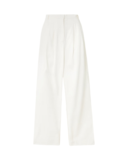 Liza pleated organic cotton wide-leg pants