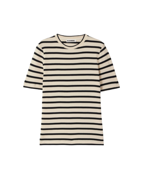 Appliquéd striped cotton-jersey T-shirt