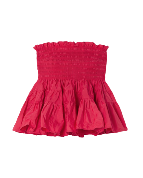 Mia strapless shirred ruffled taffeta top