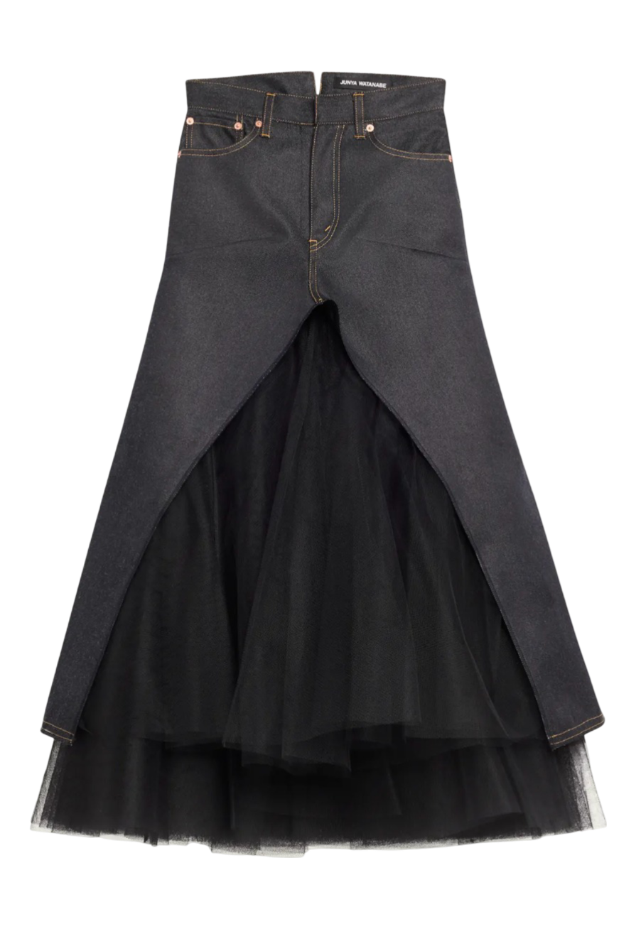 JUNYA WATANABE Denim Tulle Maxi Skirt