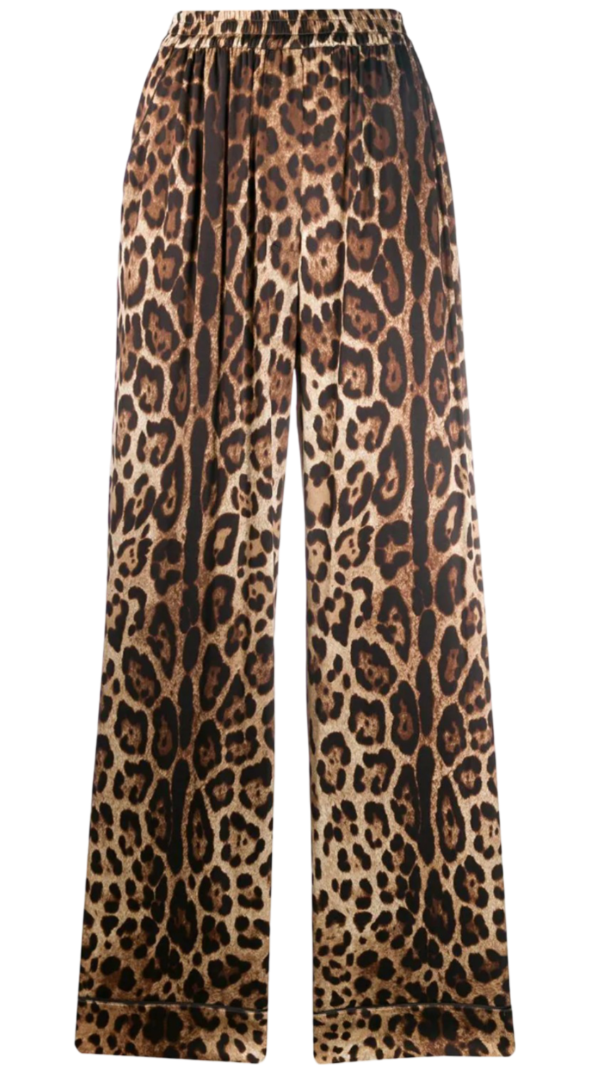 Dolce & Gabbana leopard-print satin pajama bottoms